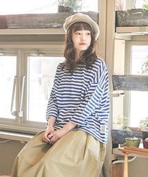 CUBE SUGAR（キューブシュガー）の「リサイクルコットン天竺 ボーダー ビッククルーネック（Tシャツ/カットソー）」