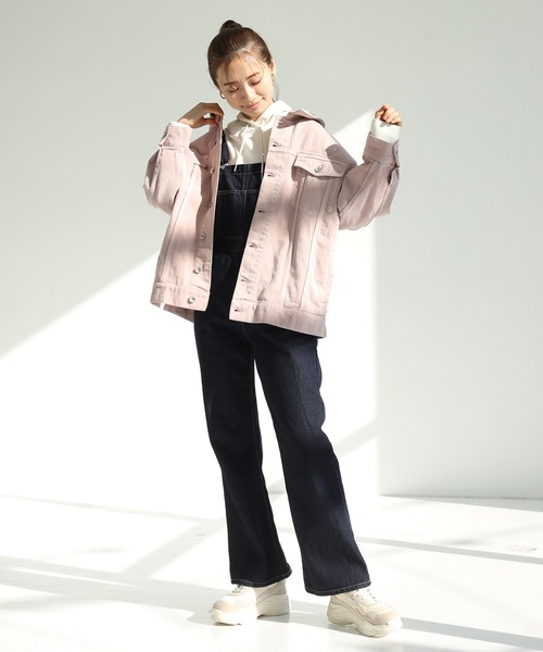 one after another NICE CLAUP(ワンアフターアナザーナイスクラップ)の「硫化染めゆるGジャン(デニムジャケット・レディース・アイボリー/ブラック/ネイビー/ピンク・FREE)」の6枚目の写真