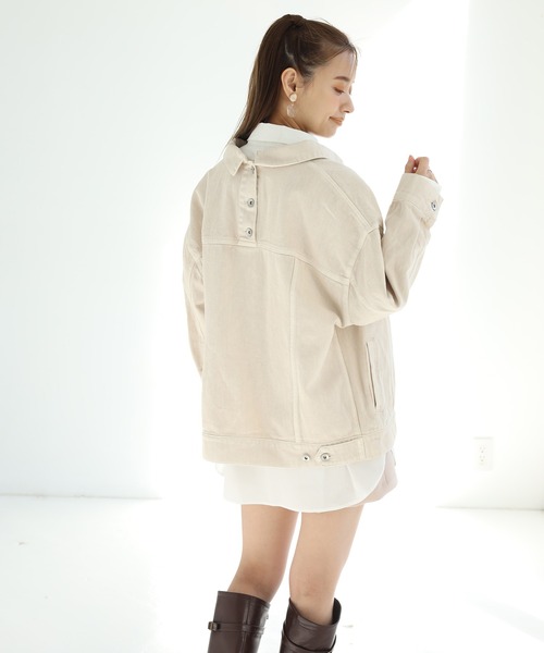 one after another NICE CLAUP(ワンアフターアナザーナイスクラップ)の「硫化染めゆるGジャン(デニムジャケット・レディース・アイボリー/ブラック/ネイビー/ピンク・FREE)」の18枚目の写真