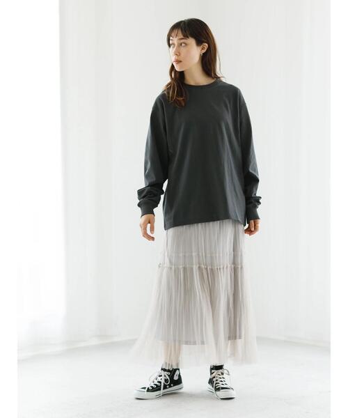 koe(コエ)の「チュールティアードスカート*(スカート・レディース・ライトベージュ/グレー・FREE)」の12枚目の写真