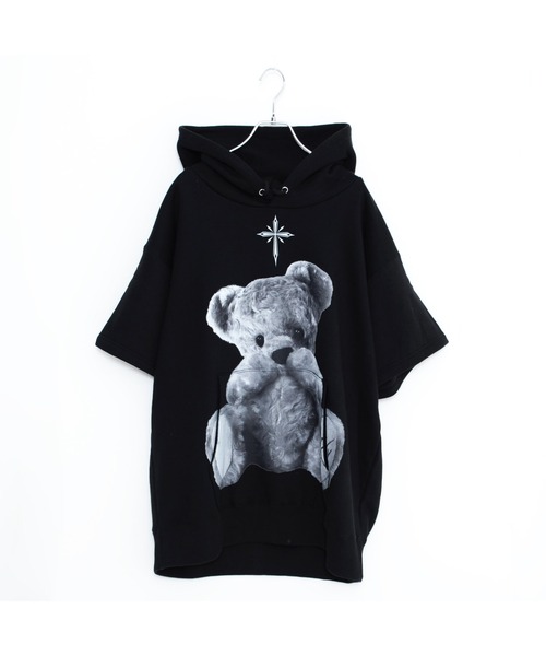 『トラバス トーキョー』くまプリント半袖パーカー TRAVAS TOKYO/トラバス トーキョー』Furry bear H/S hoodie/くま