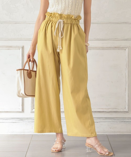 KOBE LETTUCE（コウベレタス）の「ロープ紐ウエストギャザーワイドパンツ（その他パンツ・レディース・イエロー/ライトグリーン/ベージュ・FREE）」の3枚目の写真