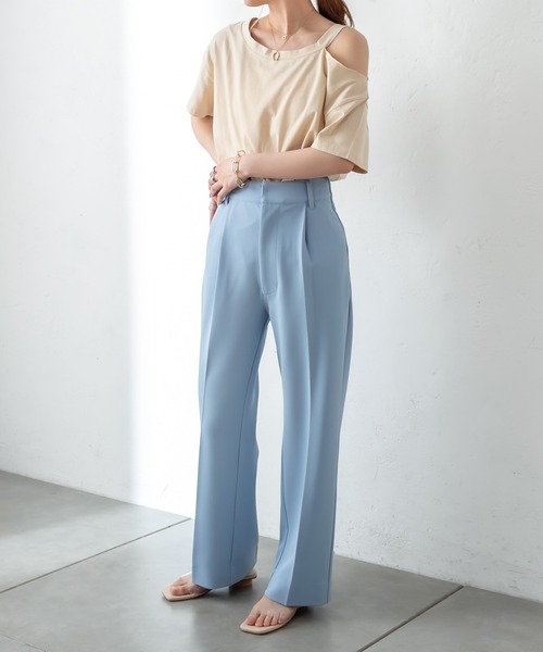 mystic（ミスティック）の「ストレッチセンタープレスパンツ（その他パンツ・レディース・ブラック/ベージュ/ピンク/ブルー/アイボリー・1/2）」の4枚目の写真