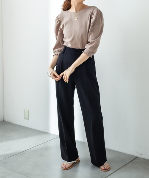 mystic（ミスティック）の「ストレッチセンタープレスパンツ（その他パンツ・レディース・ブラック/ベージュ/ピンク/ブルー/アイボリー・1/2）」の2枚目の写真