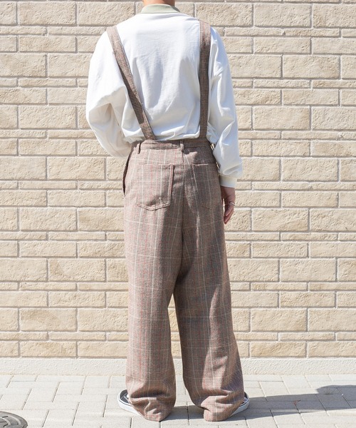 PairPair（ペアペア）の「サス付きチェックワイドパンツ/サスペンダー付き(ユニセックス)（その他パンツ・レディース・ベージュ/ブラウン・LARGE/MEDIUM）」の8枚目の写真