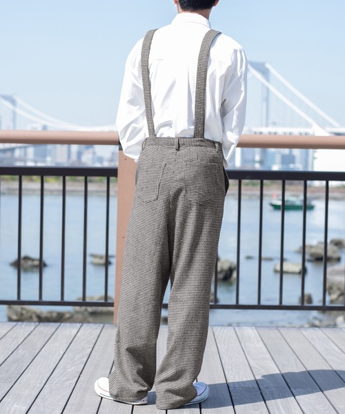 PairPair（ペアペア）の「サス付きチェックワイドパンツ