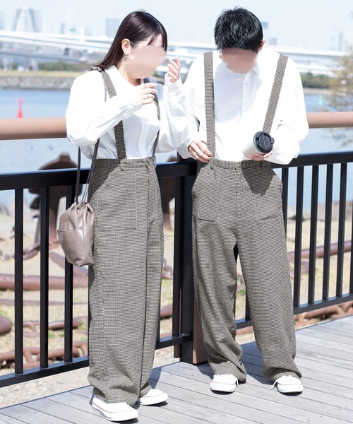 PairPair（ペアペア）の「サス付きチェックワイドパンツ/サスペンダー付き(ユニセックス)（その他パンツ・レディース・ベージュ/ブラウン・LARGE/MEDIUM）」の9枚目の写真