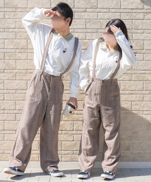 PairPair（ペアペア）の「サス付きチェックワイドパンツ/サスペンダー付き(ユニセックス)（その他パンツ・レディース・ベージュ/ブラウン・LARGE/MEDIUM）」の4枚目の写真