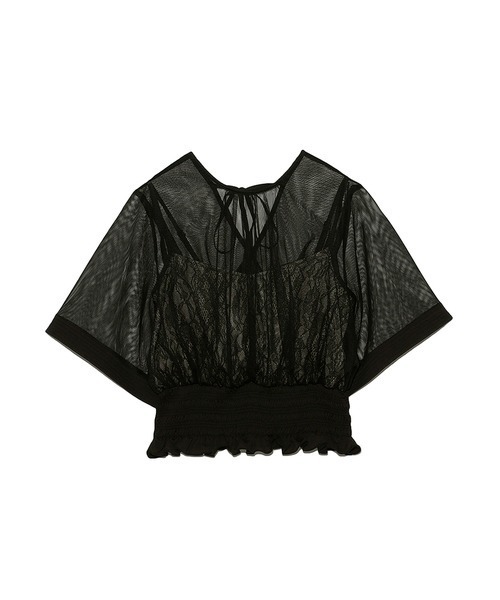 LILY BROWN（リリーブラウン）の「レースインナー付チュールトップス（シャツ/ブラウス・レディース・ブラック/ベージュ/オフホワイト・FREE）」の17枚目の写真