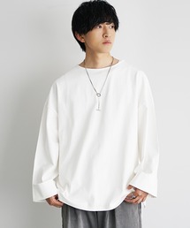 【MinoriTY】長袖or半袖ヘビーウエイトコットンボートネックTシャツ ロンT 半袖Tシャツ メンズ オーバーサイズ ビッグシルエット 無地 春服 夏服