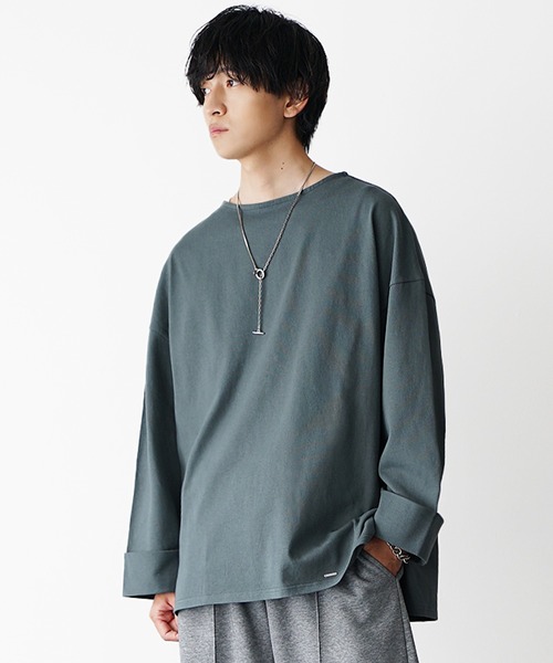 MinoriTY(マイノリティ)の「【MinoriTY】長袖or半袖ヘビーウエイトコットンボートネックTシャツ ロンT 半袖Tシャツ メンズ オーバーサイズ ビッグシルエット 無地 春服 夏服(Tシャツ/カットソー・メンズ・ブラック/ブラウン/グレー/オフホワイト/カーキ/グリーン/レッド/ネイビー/ライトホワイト/スカイブルー/ライトパープル/ベージュ/ブルーグレー/ダークグリーン/ホワイト系その他/ブルー系その他/グリーン系その他・M/L/S)」の12枚目の写真