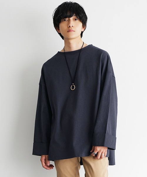 MinoriTY(マイノリティ)の「【MinoriTY】長袖or半袖ヘビーウエイトコットンボートネックTシャツ ロンT 半袖Tシャツ メンズ オーバーサイズ ビッグシルエット 無地 春服 夏服(Tシャツ/カットソー・メンズ・ブラック/ブラウン/グレー/オフホワイト/カーキ/グリーン/レッド/ネイビー/ライトホワイト/スカイブルー/ライトパープル/ベージュ/ブルーグレー/ダークグリーン/ホワイト系その他/ブルー系その他/グリーン系その他・M/L/S)」の15枚目の写真