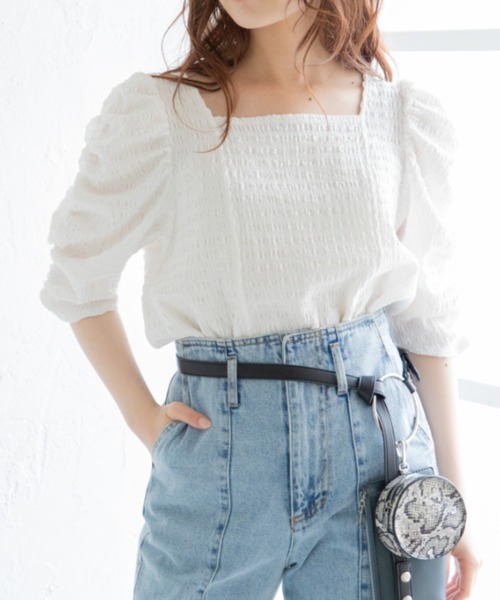 Mysa&Liina（ミーサリーナ）の「スクエアネックジャガードトップス（Tシャツ/カットソー・レディース・アイボリー/オフホワイト/ブラック・M）」の22枚目の写真