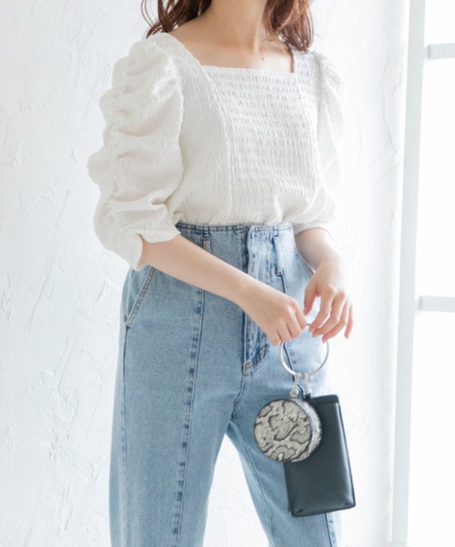 Mysa&Liina（ミーサリーナ）の「スクエアネックジャガードトップス（Tシャツ/カットソー・レディース・アイボリー/オフホワイト/ブラック・M）」の21枚目の写真