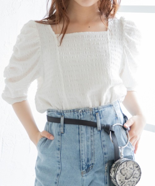 Mysa&Liina（ミーサリーナ）の「スクエアネックジャガードトップス（Tシャツ/カットソー・レディース・アイボリー/オフホワイト/ブラック・M）」の20枚目の写真