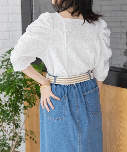 Mysa&Liina（ミーサリーナ）の「スクエアネックジャガードトップス（Tシャツ/カットソー・レディース・アイボリー/オフホワイト/ブラック・M）」の17枚目の写真