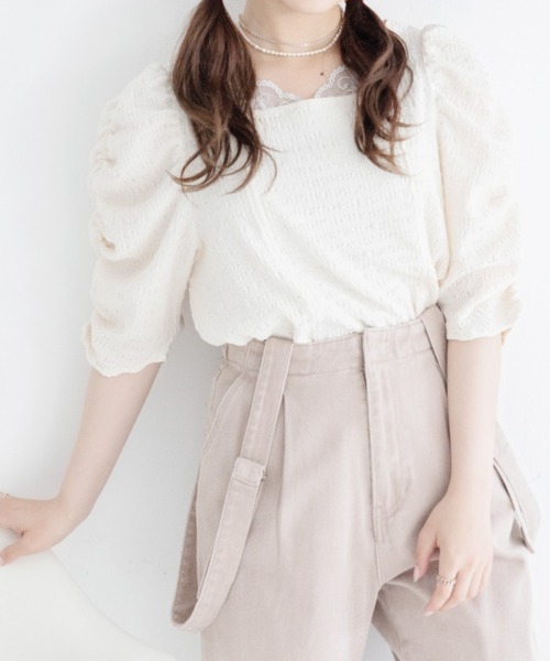 Mysa&Liina（ミーサリーナ）の「スクエアネックジャガードトップス（Tシャツ/カットソー・レディース・アイボリー/オフホワイト/ブラック・M）」の11枚目の写真