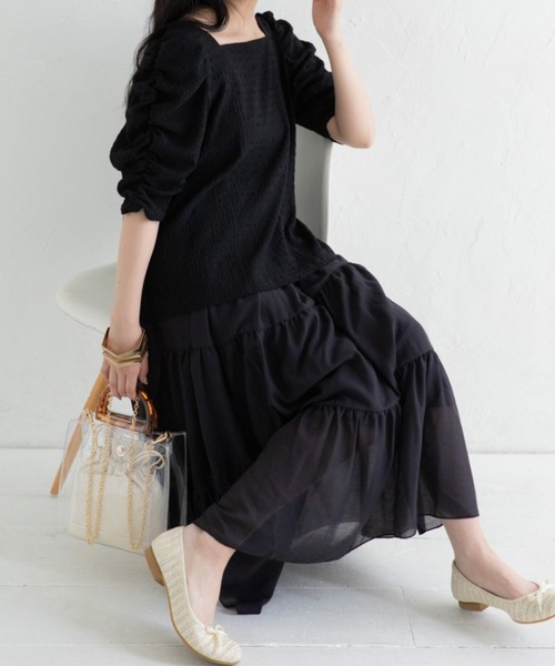 Mysa&Liina（ミーサリーナ）の「スクエアネックジャガードトップス（Tシャツ/カットソー・レディース・アイボリー/オフホワイト/ブラック・M）」の8枚目の写真