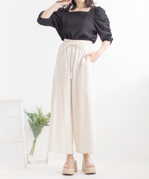 Mysa&Liina（ミーサリーナ）の「スクエアネックジャガードトップス（Tシャツ/カットソー・レディース・アイボリー/オフホワイト/ブラック・M）」の6枚目の写真