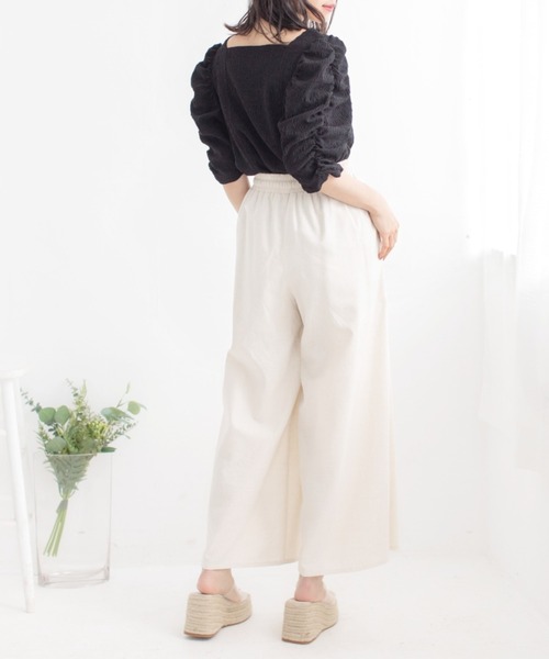 Mysa&Liina（ミーサリーナ）の「スクエアネックジャガードトップス（Tシャツ/カットソー・レディース・アイボリー/オフホワイト/ブラック・M）」の5枚目の写真