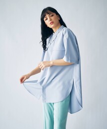 tk.TAKEO KIKUCHI | Reflax(R)バンドカラーロングシャツ（ユニセックスアイテム）(シャツ/ブラウス)