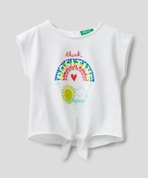 BENETTON (UNITED COLORS OF BENETTON)（ベネトンユナイテッドカラーズオブベネトン）の「キッズスラブプリントフロントノットTシャツ・カットソー（Tシャツ/カットソー・キッズ）」