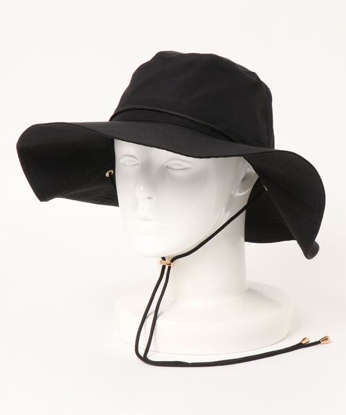 mimis（ミイーミイーズ）の「ソフト中折れ(ひも付き）サファリハット　接触冷感ＵVカット帽子（ハット・レディース・ミント/ベージュ/ブラック・FREE）」の2枚目の写真
