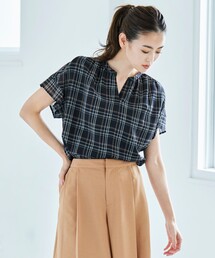 シアーチェック&ストライプ カットソー