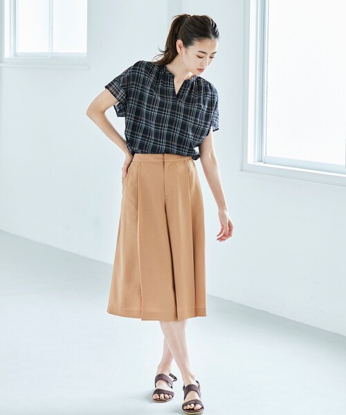 J.PRESS(ジェイプレス)の「シアーチェック&ストライプ カットソー(Tシャツ/カットソー・レディース・ホワイト系1/ベージュ系1/ネイビー系4/ダークブラウン系4・T13/T15)」の5枚目の写真