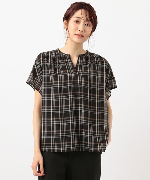 J.PRESS(ジェイプレス)の「シアーチェック&ストライプ カットソー(Tシャツ/カットソー・レディース・ホワイト系1/ベージュ系1/ネイビー系4/ダークブラウン系4・T13/T15)」の12枚目の写真