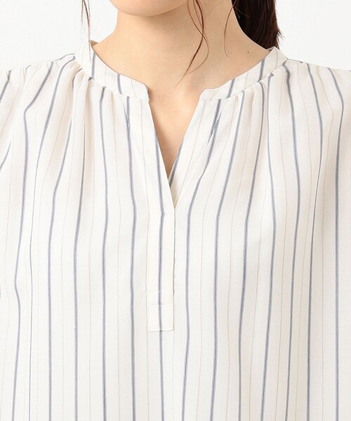 J.PRESS(ジェイプレス)の「シアーチェック&ストライプ カットソー(Tシャツ/カットソー・レディース・ホワイト系1/ベージュ系1/ネイビー系4/ダークブラウン系4・T13/T15)」の15枚目の写真
