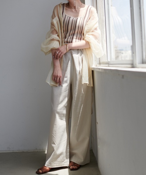 DISCOAT（ディスコート）の「ストライプニットタンクトップ（タンクトップ・レディース・ブラウン/グリーン・FREE）」の16枚目の写真