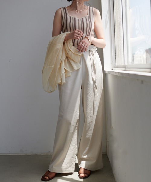 DISCOAT（ディスコート）の「ストライプニットタンクトップ（タンクトップ・レディース・ブラウン/グリーン・FREE）」の18枚目の写真