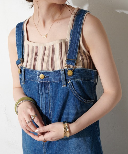 DISCOAT（ディスコート）の「ストライプニットタンクトップ（タンクトップ・レディース・ブラウン/グリーン・FREE）」の7枚目の写真