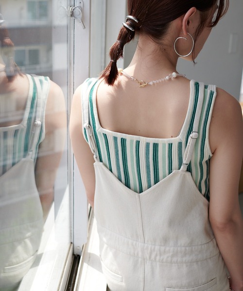 DISCOAT（ディスコート）の「ストライプニットタンクトップ（タンクトップ・レディース・ブラウン/グリーン・FREE）」の13枚目の写真