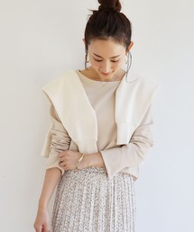andme | きれいめリップル長袖ラウンドヘムTシャツ(Tシャツ/カットソー)