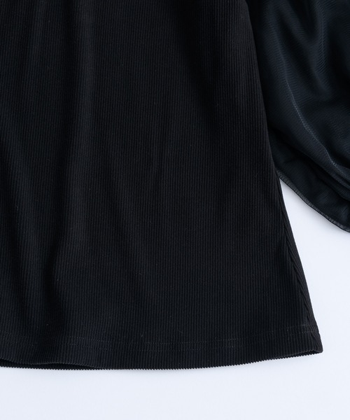J1U by LA BELLE ETUDE(ジユウバイラベルエチュード)の「パフチュールシフォン袖リブTOPS(Tシャツ/カットソー・レディース・ブラック/ピンク・FREE)」の22枚目の写真