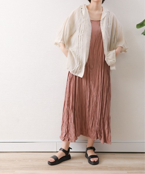 sakishimatokyo(サキシマトーキョー)の「「ワッシャープリーツワンピース」(ワンピース・レディース・ベージュ/グリーン/ブラック・FREE)」の3枚目の写真