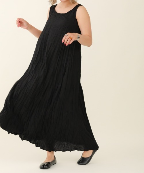 sakishimatokyo(サキシマトーキョー)の「「ワッシャープリーツワンピース」(ワンピース・レディース・ベージュ/グリーン/ブラック・FREE)」の5枚目の写真