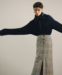 ミックスウール オープンネックニット