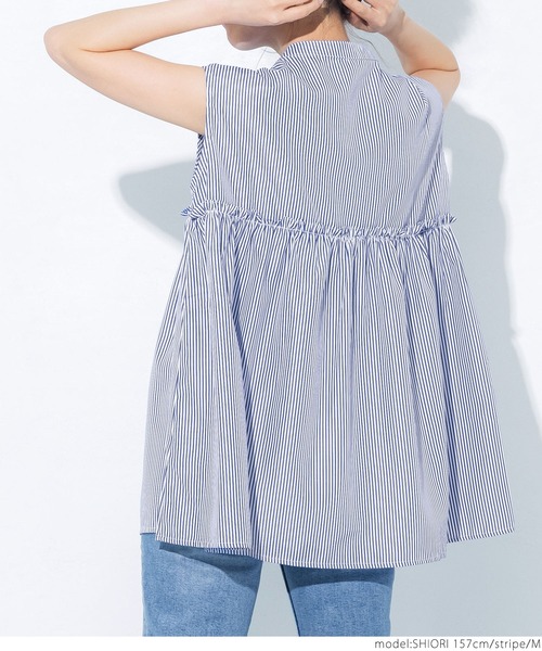 coca(coca)(コカ)の「ストライプ切り替えギャザーシャツ(シャツ/ブラウス・レディース・ストライプ・M/L)」の6枚目の写真