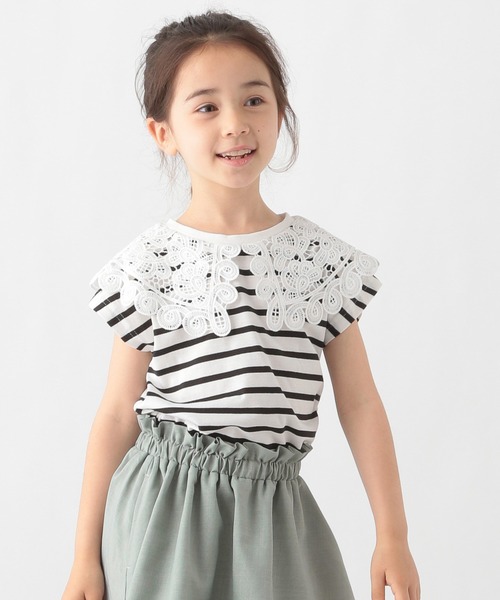 GLOBAL WORK（グローバルワーク）の「【キッズ】シャーベッTEEフリルノースリーブ/954952（Tシャツ/カットソー・キッズ・オフホワイト/ホワイト/ブラック・160cm/120cm/150cm/130cm/140cm/110cm/100cm）」の3枚目の写真