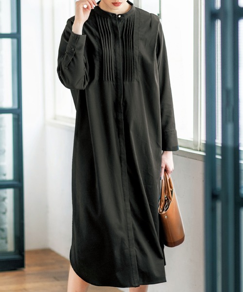 GeeRA(ジーラ)の「ピンタック使いロングワンピース(ワンピース・レディース・ブラック/ベージュ・MEDIUM/XX-LARGE/X-LARGE/LARGE)」の2枚目の写真