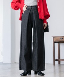 フロントホック ワイド デニムパンツ