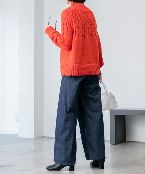 BONLECILL（ボンルシール）の「フロントホック ワイド デニムパンツ（デニムパンツ・レディース・ブラック/ネイビー/ブルー・M/L）」の17枚目の写真