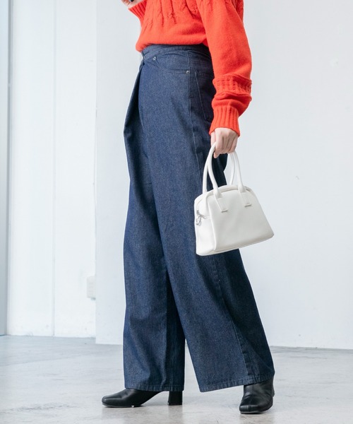 BONLECILL（ボンルシール）の「フロントホック ワイド デニムパンツ（デニムパンツ・レディース・ブラック/ネイビー/ブルー・M/L）」の18枚目の写真