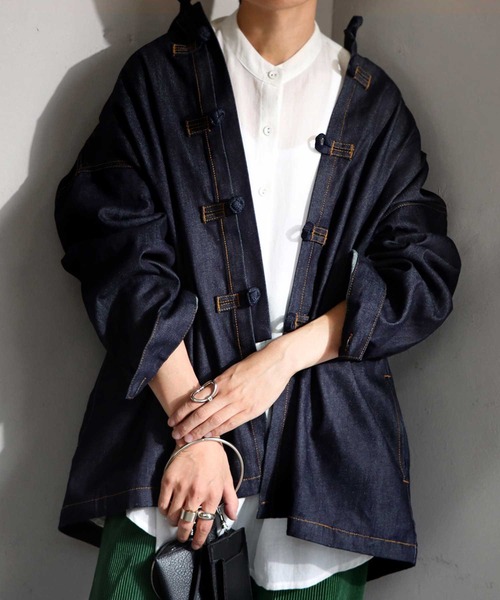 antiqua（アンティカ）の「チャイナデニムジャケット（デニムジャケット・レディース・ノンウォッシュ・FREE）」の2枚目の写真