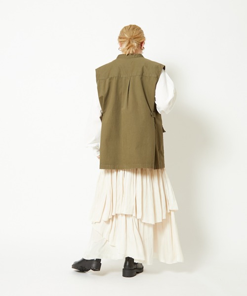 CIAOPANIC（チャオパニック）の「サテンティアードマキシスカート（スカート・レディース・ブラック/オリーブ/ピンク/アイボリー・FREE）」の6枚目の写真