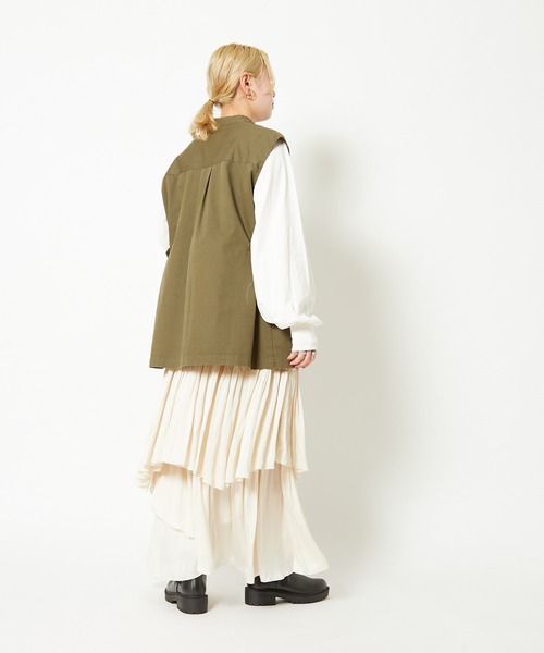 CIAOPANIC（チャオパニック）の「サテンティアードマキシスカート（スカート・レディース・ブラック/オリーブ/ピンク/アイボリー・FREE）」の20枚目の写真