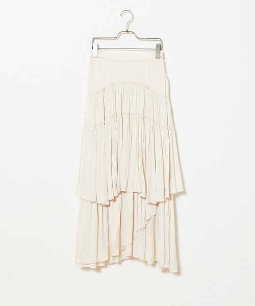 CIAOPANIC（チャオパニック）の「サテンティアードマキシスカート（スカート・レディース・ブラック/オリーブ/ピンク/アイボリー・FREE）」の14枚目の写真